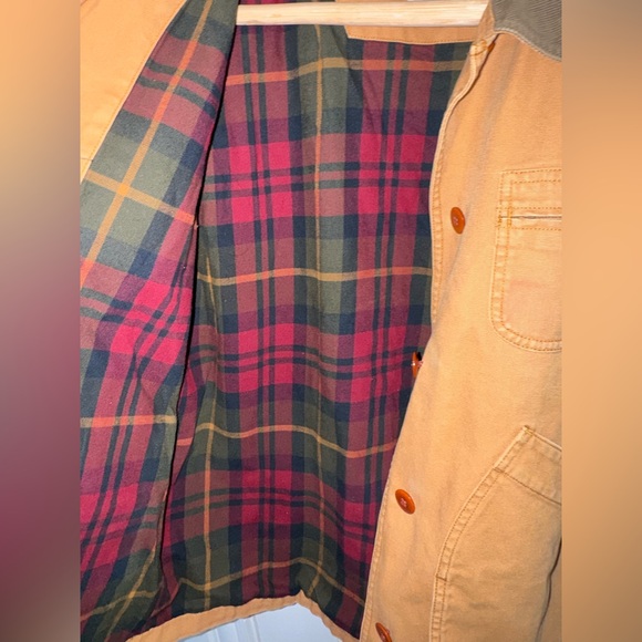 Vintage LL Bean Large Chore Barn Jacket Plaid Flannel Lined Womens - Picture 4 of 5